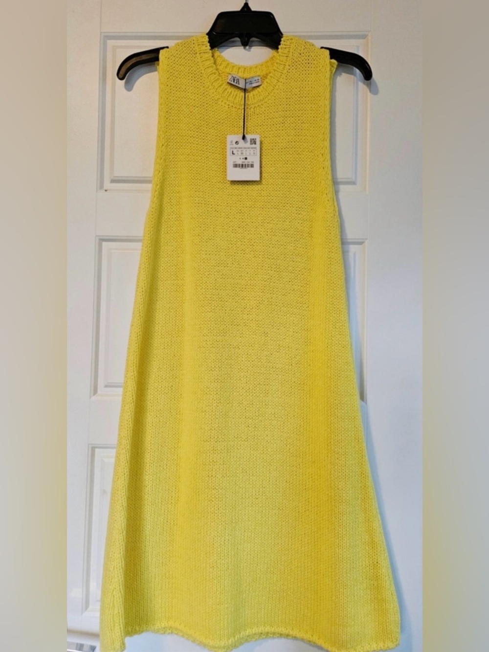 NWT Zara Bright Yellow Sleeveless Knit A-Line Dress Size L